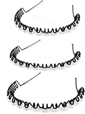 ASHTIPS Unisex Spring ZigZag Wave Metal Hair Hoop Black Hair Band Hair Band(Black)