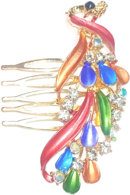 

NERR ™ Yellow Gold plated Awesome peacock Design crystal Multi Colour stones jewelry For Women's & Girl's Hair Pin (Multicolor) Hair Claw(Multicolor)
