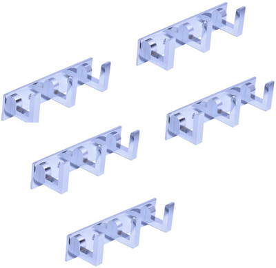 TOPAZ (Pack Of 5) 3 Pin Stainless Steel Bathroom Cloth Hooks / Hanger / Key Holder / Door Wall Robe Hooks Rail for Hanging Keys, Clothes, Towel Hook Rail 3(Pack of 5)