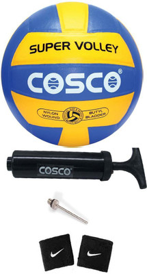 

Cosco Combo Of Volleyball ( 1 Super : Size -4 ), ( 1 Pump ), ( 2 Band ) Volleyball Kit