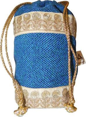 

Astara JUTE WITH BROCADE POTLI Potli(Blue)