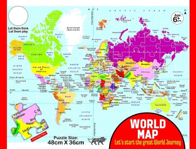 Krireen Educational Jigsaw Puzzle Range for Kids (World Map)(108 Pieces)