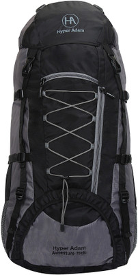 

Hyper Adam AN-1003 Ultimate Climate Proof, Hiking Backpack 75 Lts Black & Grey Bag With Rain Cover & Shoe Compartment Rucksack - 75(Grey)