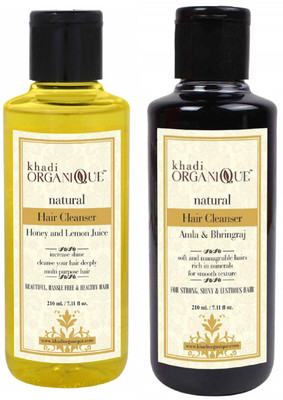 

khadi organique amla bhringraj honey and lemon juice natural cleanser (shampoo) combo pack 420 ml(420 ml)