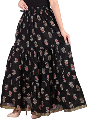 Home Shop Gift Printed Women Broomstick Black Skirt