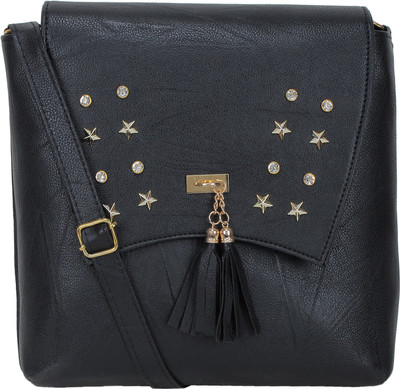 AASFA Women Casual Black PU Sling Bag