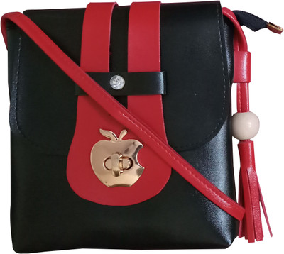 

Hims Women Casual Black, Red PU Sling Bag