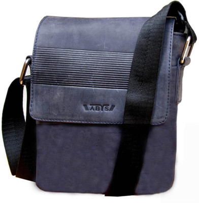 

ABYS 100% Real Blue LeatherTravel Bag for Men & Women Small Travel Bag - Small(Blue)