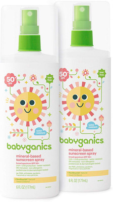 

Babyganics Sunscreen Spray, SPF 50, 6oz Spray Bottle (Pack of 2) - SPF 50(177 ml)