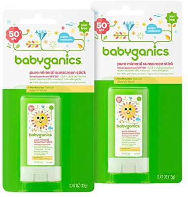 

Babyganics Baby Sunscreen Stick, SPF 50, .47oz Stick (Pack of 2) - SPF 50(14 ml)