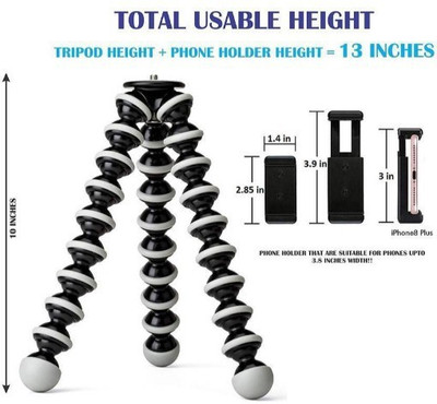 

Landmark GRD_501G_Gorilla smart phones compatiable Portable tripod||360 degree tripod|| Foldable triopod|| Camera stand|| Mobile Tripod|| Camcorder tripod|| Camera mount|| Extendable tripod||Three-Dimensional Head & Quick Release Plate|| Assorted color|| 