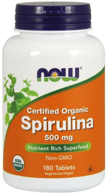 Now Foods Certified Organic Spirulina 500 mg 180 Tablets(180 No)
