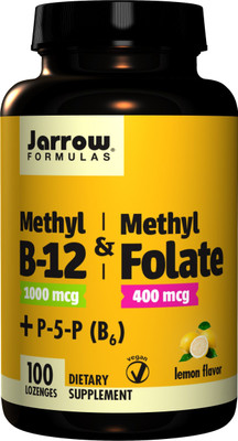 

Jarrow Formulas Methyl B-12 & Methyl Folate 1000 mcg / 400 mcg Lemon Flavor 100 Lozenges(100 No)
