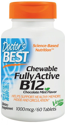 

Doctor's Best Chewable Fully Active B12 Chocolate Mine - 1000 mcg - 60 Tablets(60 No)
