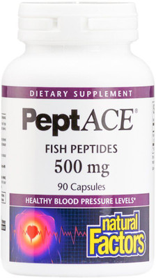 

Natural Factors PeptACE Fish Peptides - 500 mg - 90 Capsules(90 No)