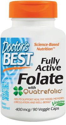 

Doctor's Best Fully Active Folate 400 with Quatrefolic 400 mcg 90 Veggie Caps(90 No)