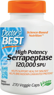 

Doctor's Best Best High Potency Serrapeptase 120000 SPUs 270 Veggie Caps(270 No)