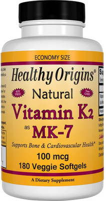 Healthy Origins Vitamin K2 as MK-7 Natural 100 mcg 180 Veggie Softgels(180 No)