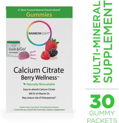 

Rainbow Light Calcium Citrate Berry Wellness' Mixed Berry - 30 Packets(60 No)