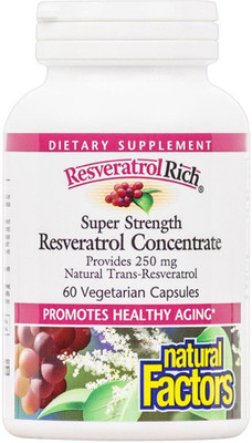 

Natural Factors ResveratrolRich' Resveratrol Concentrate Super Strength, 250 mg, 60 Vege Capsules(60 No)