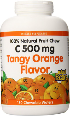 

Natural Factors C 500 mg Tangy Orange Flavor 180 Chewable Wafers(180 No)