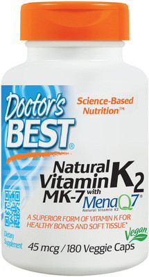 

Doctor's Best Natural Vitamin K2 MK7 with Mena Q7 45 mcg 180 Veggie Caps(180 No)