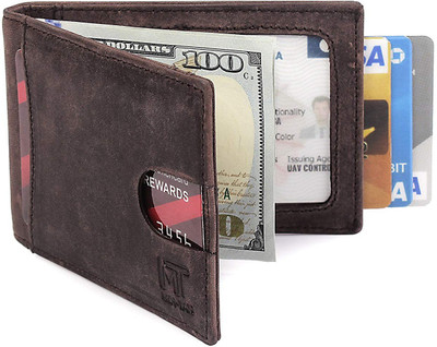 

MIN-TAN Men Casual Brown Genuine Leather Wallet(5 Card Slots), Dark brown
