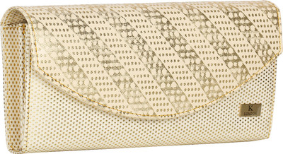 

K London Women Evening/Party Beige Artificial Leather Wallet(4 Card Slots), Golden