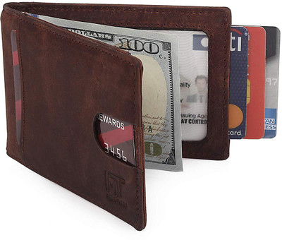 

MIN-TAN Men Casual Brown Genuine Leather Wallet(5 Card Slots), Dark red