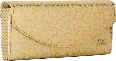 

K London Women Casual Beige Artificial Leather Wallet(4 Card Slots), Golden
