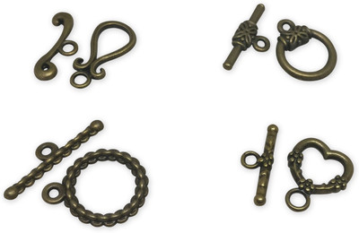 

Aumni Crafts Designer Jewellery Making Metal Alloy Toggle Clasps Mixed Size 4-Shape Combo Antique Bronze Color (Pack of 20 sets)