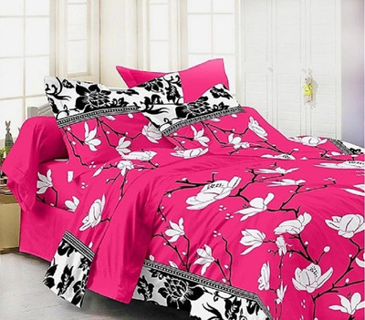 RAMDEV PRODUCTS 144 TC Polycotton Double 3D Printed Flat Bedsheet(Pack of 1, Multicolor)
