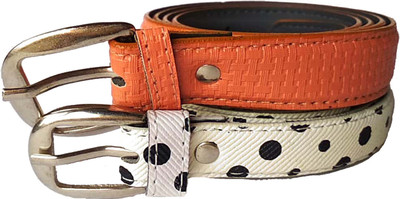 

FOREVER99 Women Casual Brown Artificial Leather Belt, White& tan