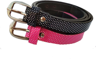 

FOREVER99 Women Casual Black Synthetic Belt, Pink
