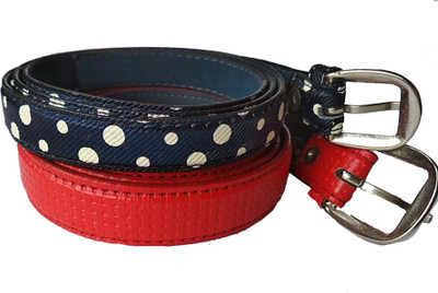 

FOREVER99 Women Casual White, Tan Artificial Leather Belt, White&red