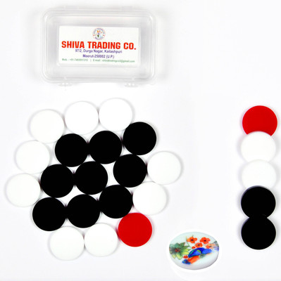 

STC 6MM ACRYLIC CARROM COINS Board Game With free Printed Striker Carrom Pawns(Pack of 25)