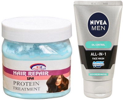 

Pink Root HAIR SPA CREAM 500G WITH OIL CONTROL FACEWASH(Set of 2)