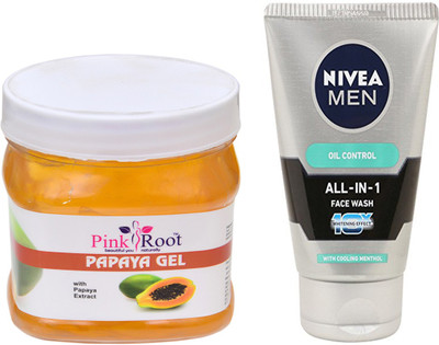 

Pink Root PAPAYA GEL 500G WITH OIL CONTROL FACEWASH(Set of 2)