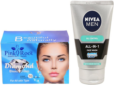 

Pink Root DIAMOND BLEACH 250G WITH NIVEA OIL CONTROL FACEWASH(Set of 2)