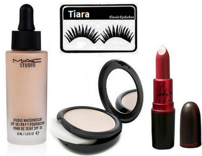 tiara Eyelahes , Mac Studio Water weight Foundation , Compact , Lipstick(Set of 4)