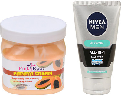 

Pink Root PAPAYA CREAM 500G WITH OIL CONTROL FACEWASH(Set of 2)