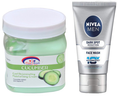 

Pink Root CUCUMBER CREAM 500G WITH NIVEA DARK SPOT FACEWASH(Set of 2)