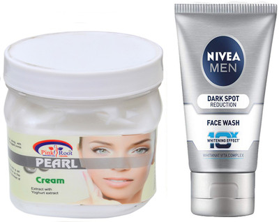

Pink Root PEARL CREAM 500G WITH NIVEA DARK SPOT FACEWASH(Set of 2)