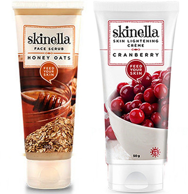 

skinella Honey Oats Face Scrub and Cranberry Skin Lightening Creme combo(Set of 2)