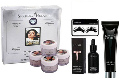 

brutus Eyelashes, Mac Hyper Real Foundation, Shahnaz Husain Diamond Facial Kit, Absolute Blur Perfect Makeup Primer(Set of 4)