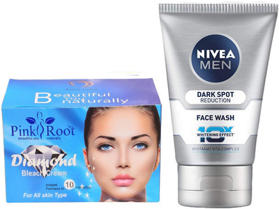 

Pink Root DIAMOND BLEACH 250G WITH NIVEA DARK SPOT FACEWASH(Set of 2)