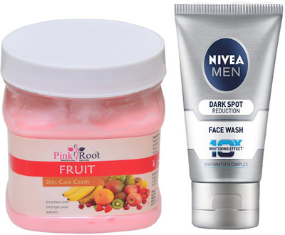 

Pink Root FRUIT CREAM 500G WITH NIVEA DARK SPOT FACEWASH(Set of 2)