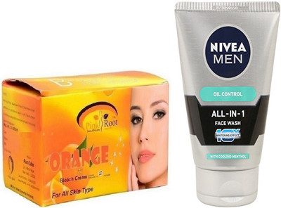 

Pink Root ORANGE BLEACH 250G WITH NIVEA OIL CONTROL FACEWASH(Set of 2)