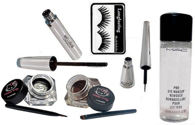 

Longlasting Eyelashes, Mac Hello Kitty Two Eyeliner, Brooke Candy Eyeliner & Mascara, Pro Eye Makeup Remover(Set of 5)