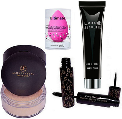 

Ultimate Sponge Puff,Mac Liquid 2 In Eyeliner,Mascara,Absolute Blur Perfect Makeup Primer,30g,Anastasia Beverely Hills Loose Powder Natural(Set of 4)